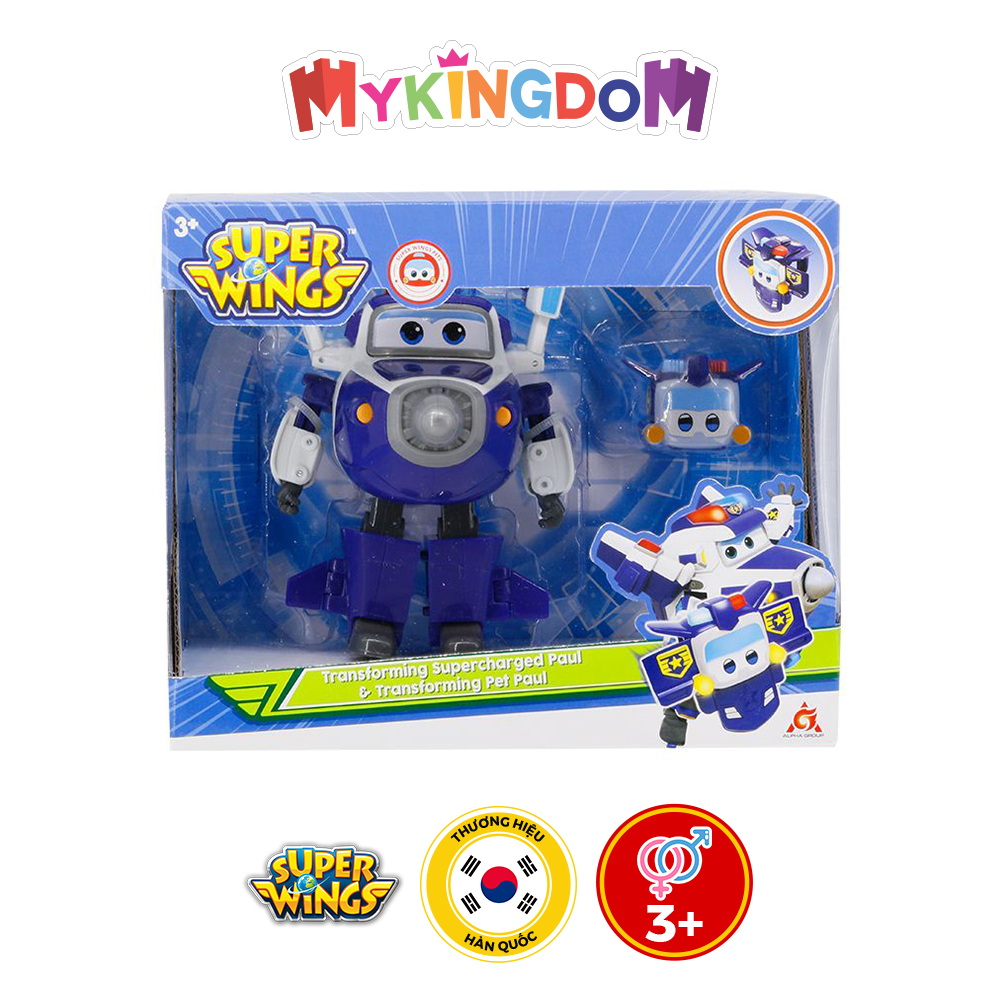 Đồ Chơi SUPERWINGS Robot Biến Hình Cỡ Lớn Paul Cảnh Sát Kết Hợp Thú Cưng Paul YW750945