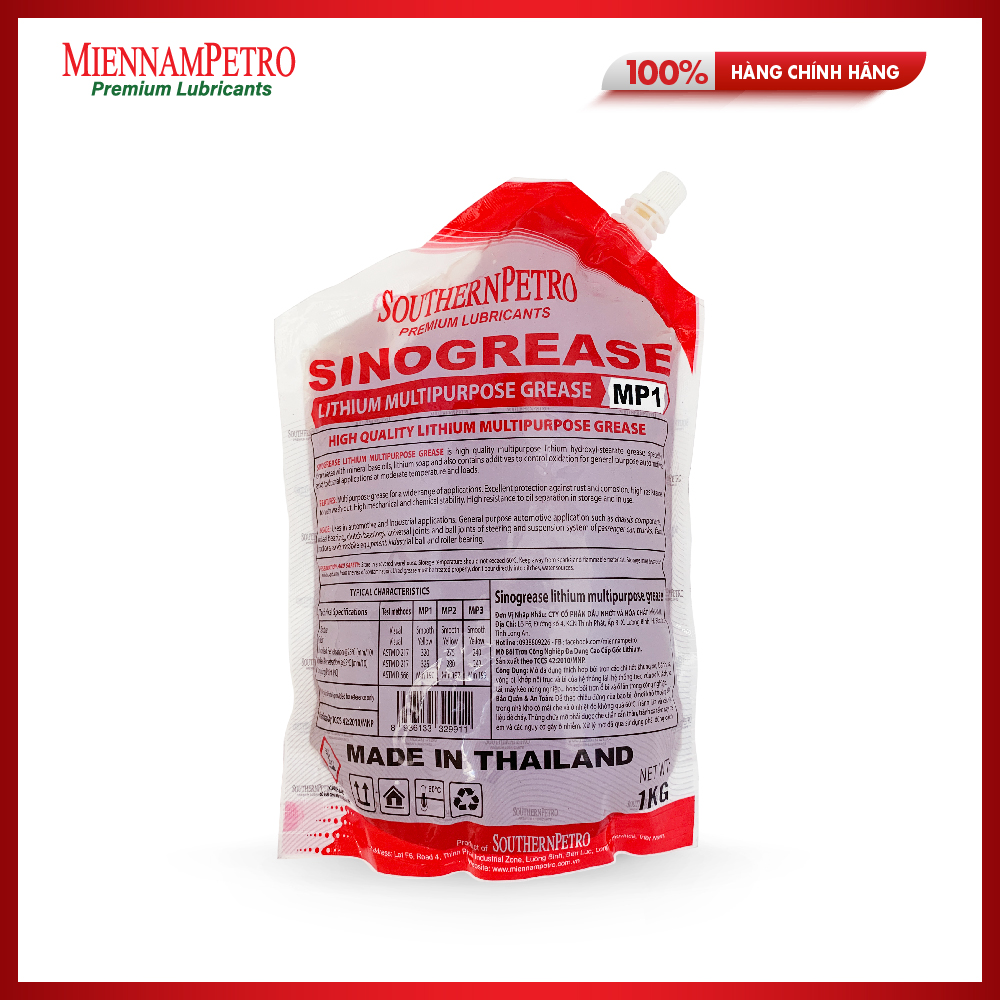 Mỡ Bôi Trơn MiennamPetro Sinogrease Lithium MP1 1KG Đa Dụng Bảo Vệ Xe Ô Tô Và Các Thiết Bị Công Nghiệp Cao Cấp