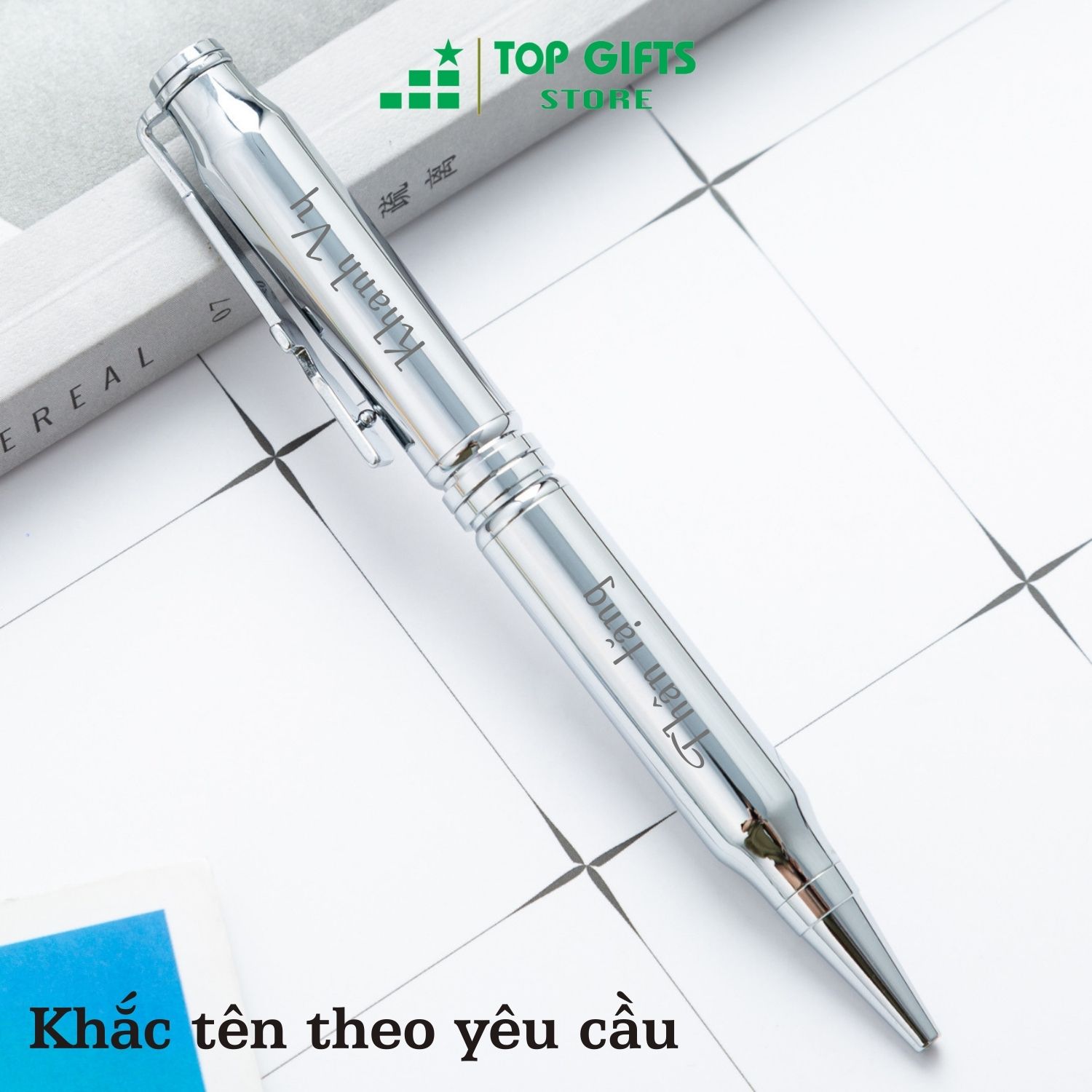 Bút ký khắc tên VD060 - khắc tên theo yêu cầu mực xanh ngòi 0.7mm