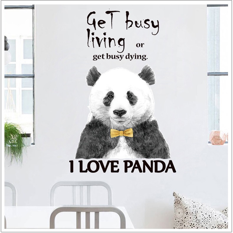 Decal dán tường I love Panda và thông điệp ý nghĩa AmyShop DKN101
