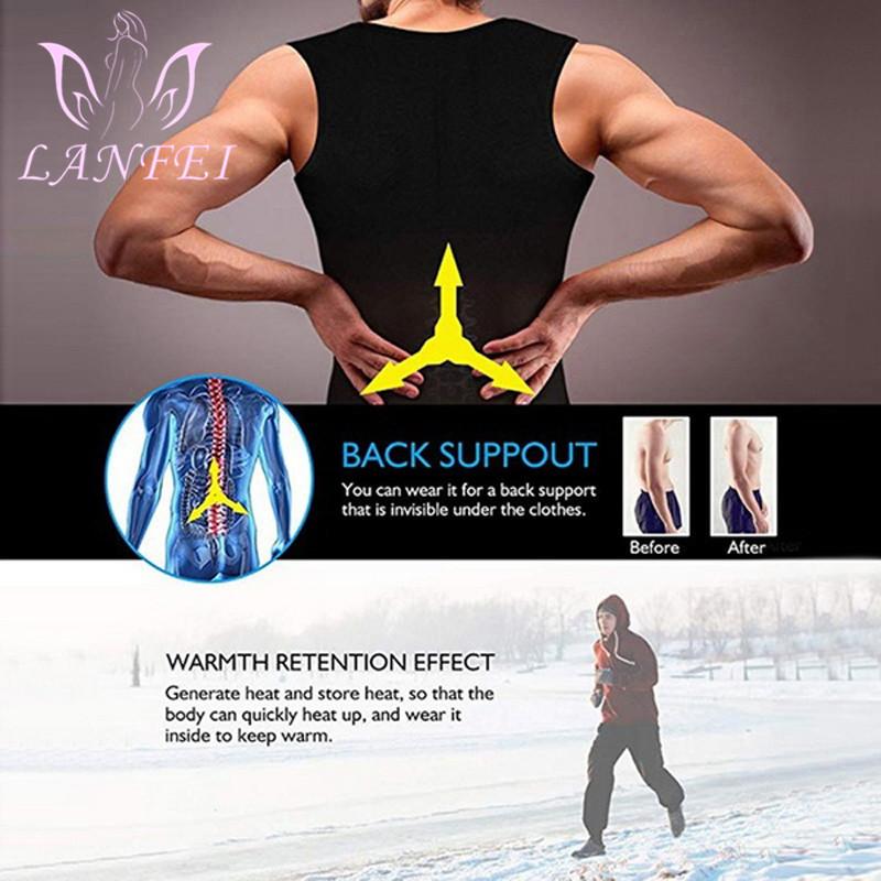 LANFEI Eo Huấn Luyện Áo Sơ Mi Xẻ Nam Nóng Neoprene Mỡ Đốt Áo Nén Tập Toàn Thân Xông Hơi Tập Gym Mồ Hôi Bể Với dây Kéo