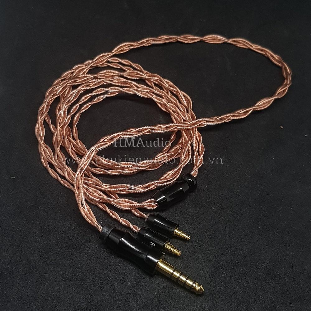 Dây tai nghe đồng OFC đường kính dây đơn 1.2mm tết 4 - Connector IE40 Pro