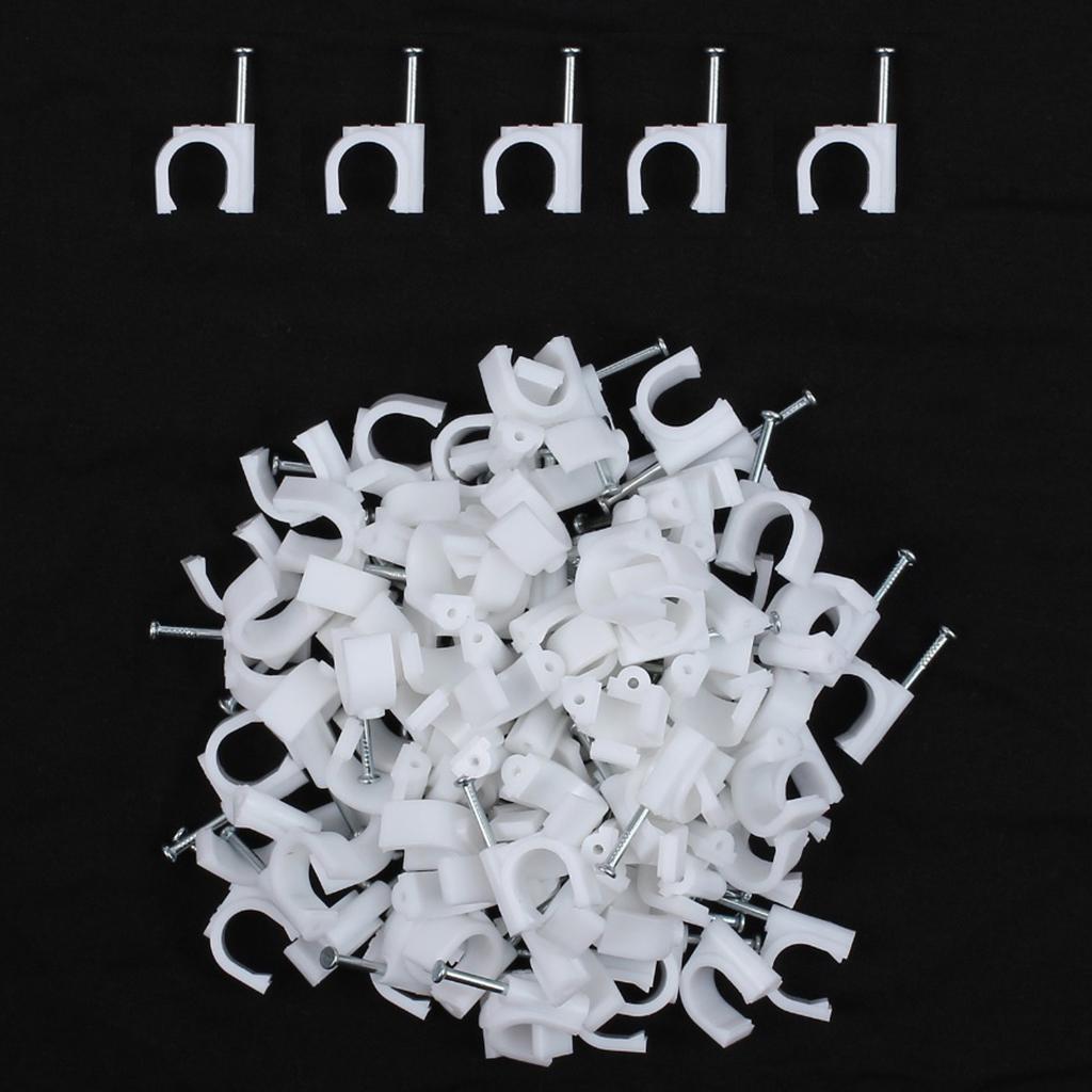 100pcs Plastic Electrical Wire Cable Clips High Carbon Steel Nail 4-25mm