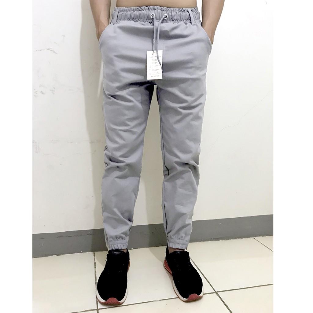 Quần jogger nam nữ vải kaki co giãn ống bó khóa zip cá tính