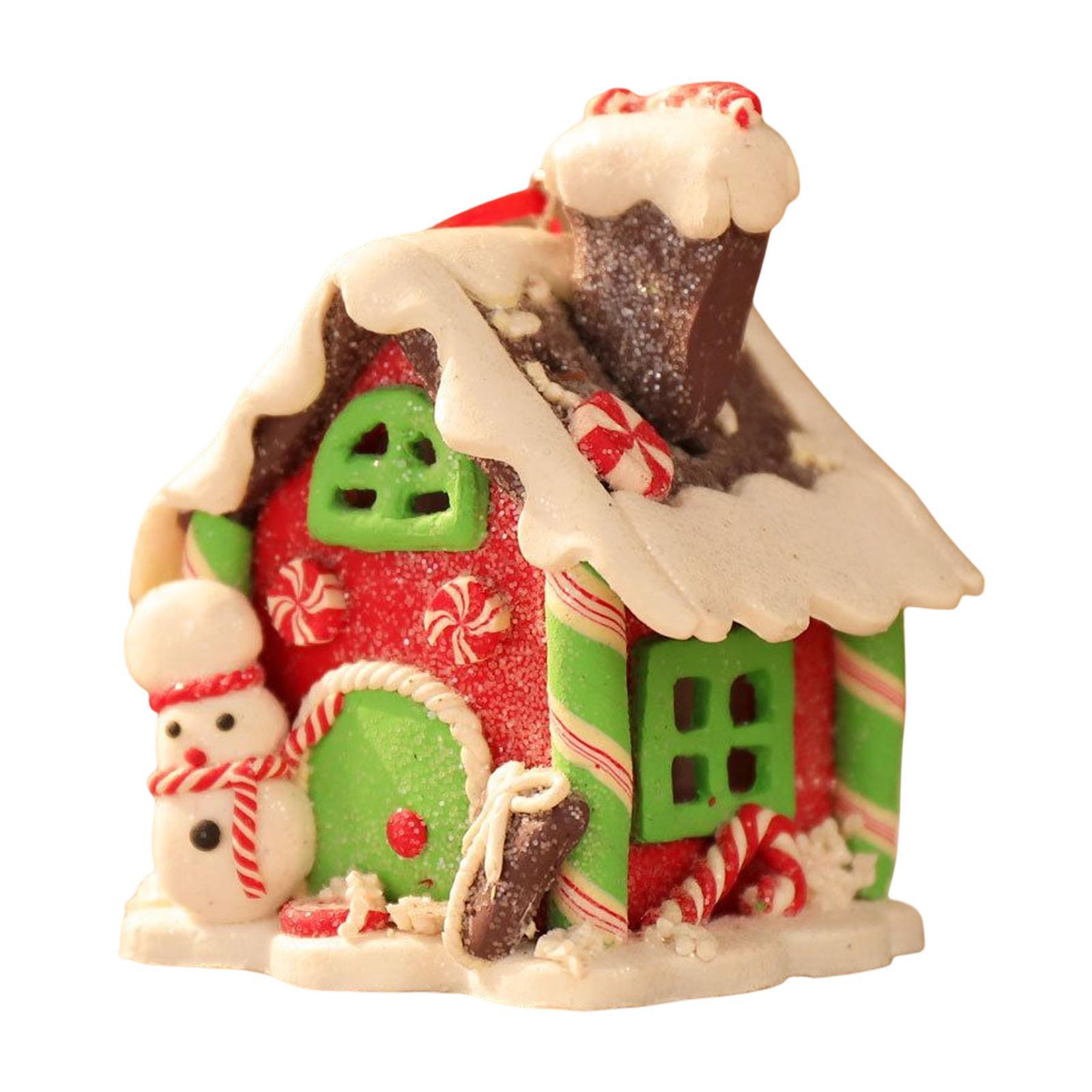 Miniature Christmas Pendant LED Light Cottage House Rustic for Xmas Home