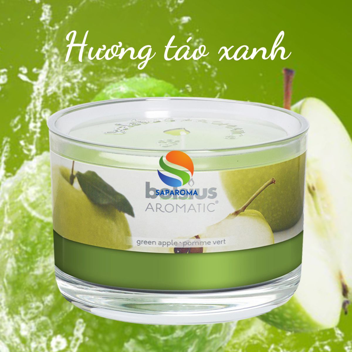 Ly nến thơm tinh dầu Bolsius Green Apple 155g QT024882 - hương táo xanh, nến trang trí, thơm phòng, thư giãn, Hỗ trợ khử mùi