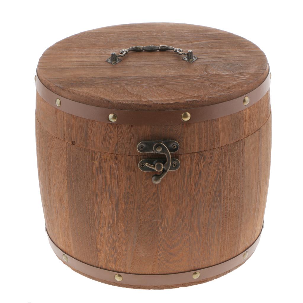 Vintage Big Wooden Tea Caddy Airtight Sealed Canister Food Storage Jar_S