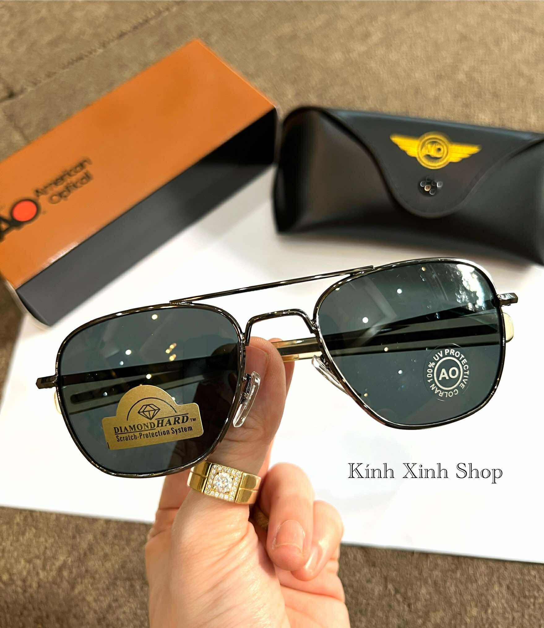 Kính râm thời trang phi công Cơn Ao Mắt thủy tinh kim cương