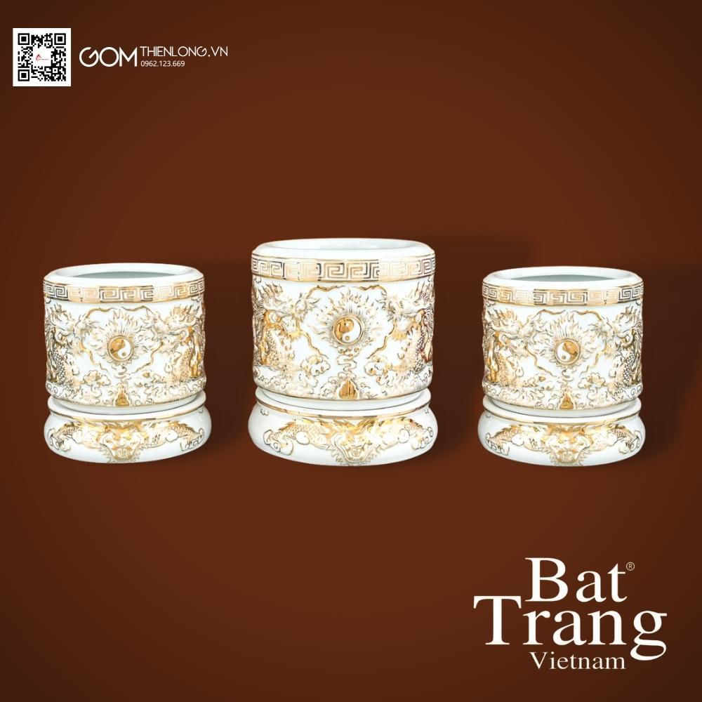 Bộ Đồ Thờ Bát Tràng Vẽ Vàng 24K Cao Cấp - Bát Hương Vẽ Vàng - Đồ Thờ Bát Tràng - Gốm Thiên Long