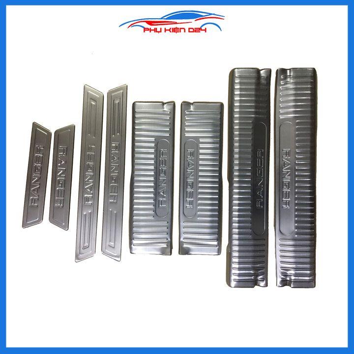 Ốp bậc cửa, nẹp bước chân INOX cho xe Ranger 2022-2023