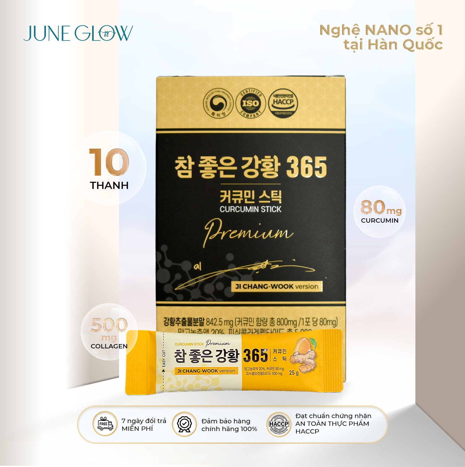 Thạch Nghệ Nano 365 Collagen Premium - Hộp Nhỏ 10 thanh