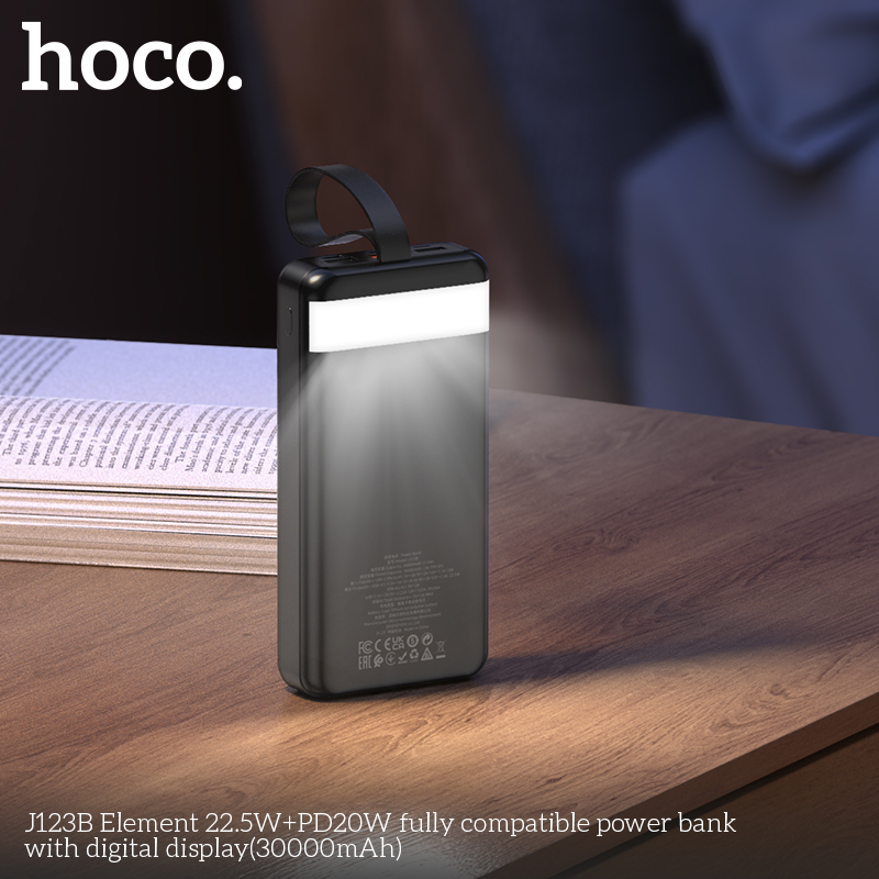 Pin Sạc Dự Phòng Dành Cho Hoco J123B Element Màn Hình Kỹ Thuật Số 30000Mah 22.5W + Pd20W Qc3.0 Cao Cấp Hàng Chính Hãng
