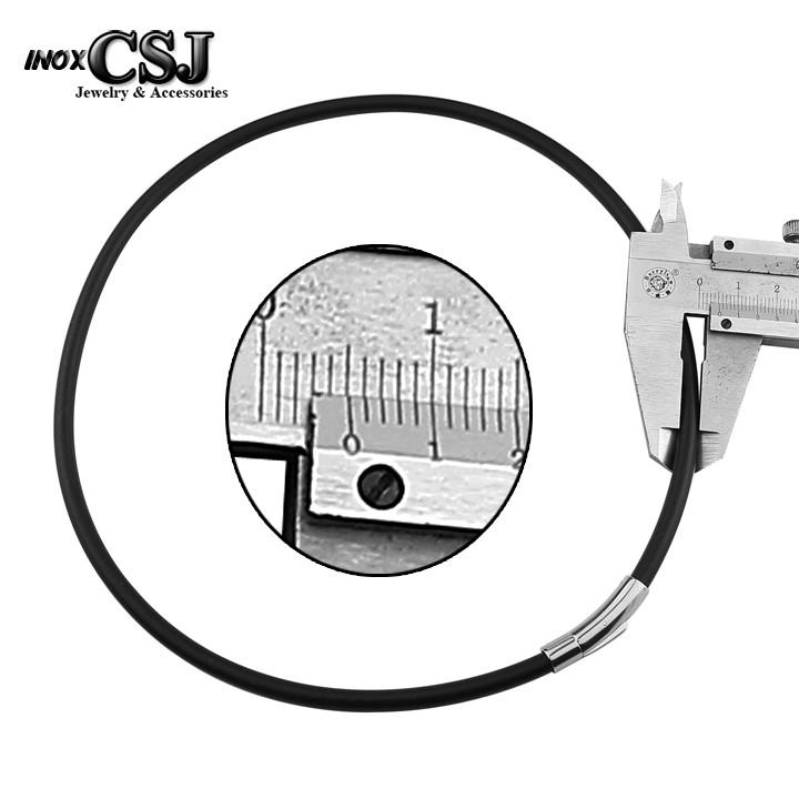 DÂY CHUYỀN CAO SU ĐEN cao cấp 5LY KHÓA INOX VIP chuẩn thời trang