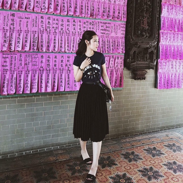 Chân váy xếp ly dài cap chun sang trọng nữ tính