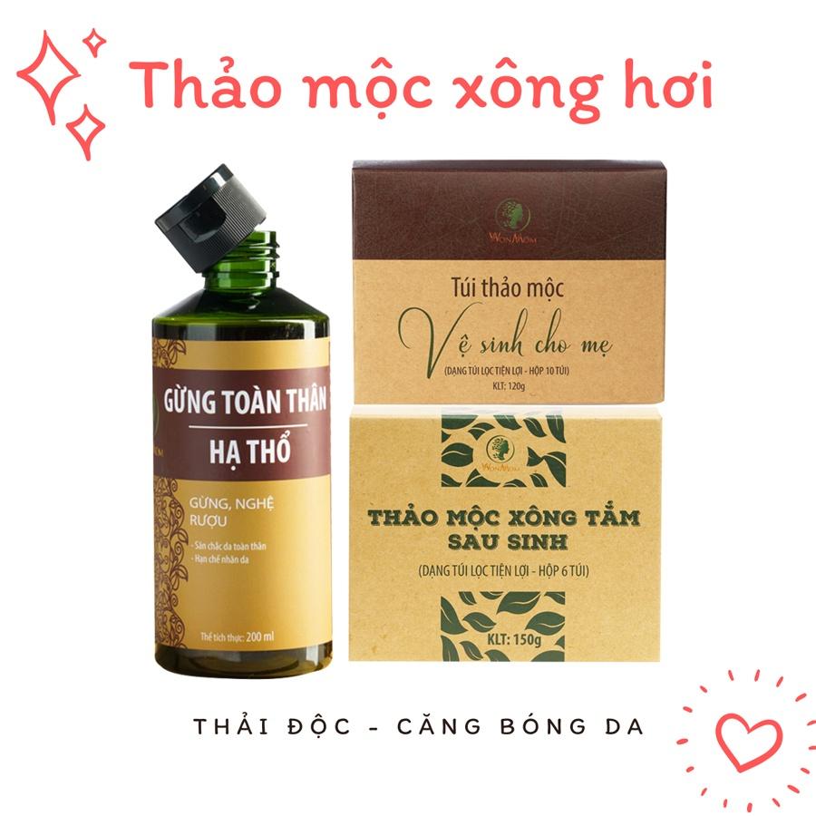 Bộ ở cữ đầy đủ Wonmom ( Tắm gội - dưỡng trắng mặt - body - giảm eo - xông hơi - lợi sữa - bé