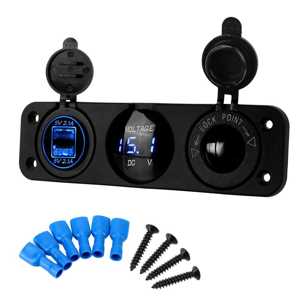 Củ sạc nhanh điện thoại cổng USB kép 4.2A 12/24V có thể tháo rời cho xe hơi xe máy/xe tải