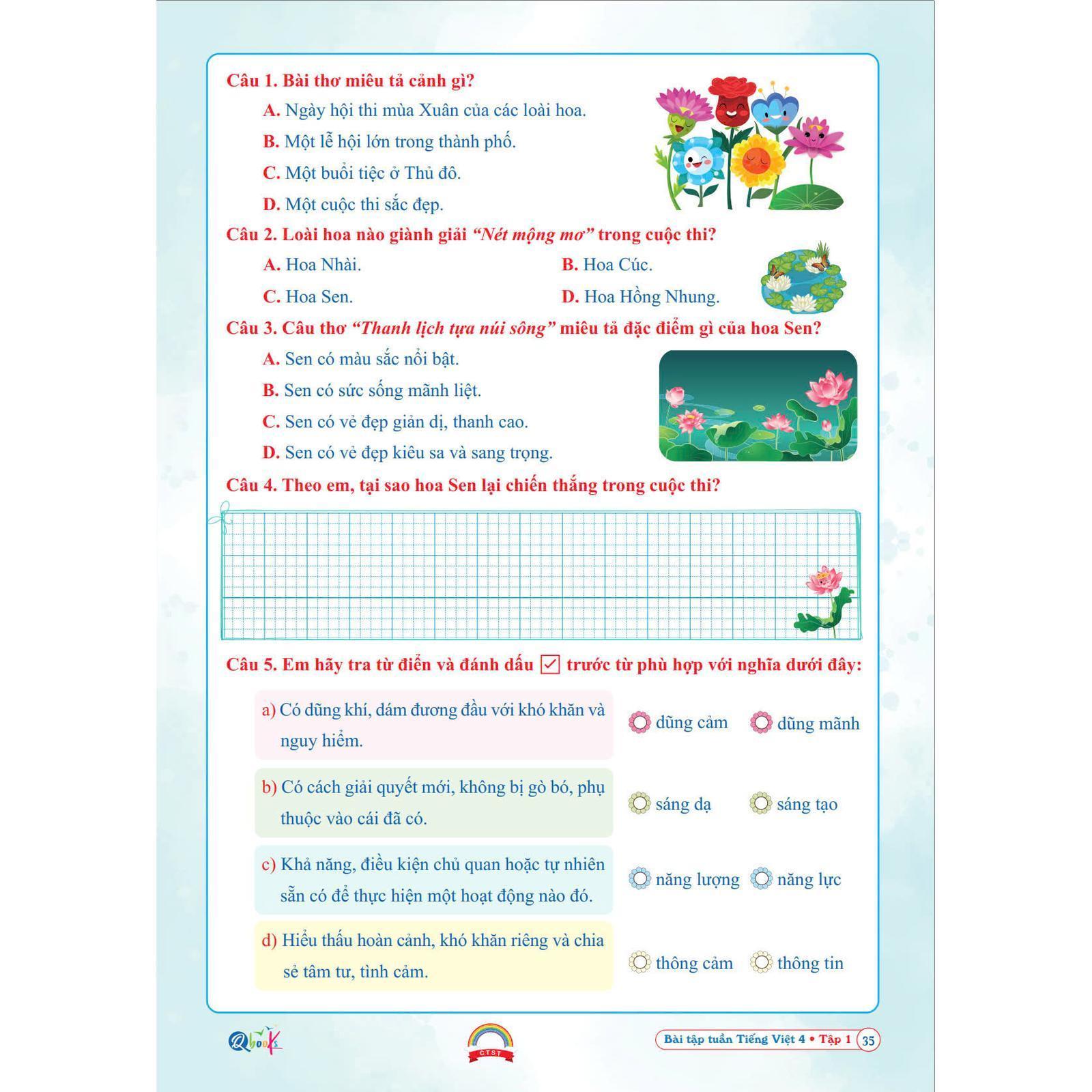 Bài Tập Tuần Tiếng Việt Lớp 4 - Cả Năm - Chân Trời Sáng Tạo - Bản Quyền