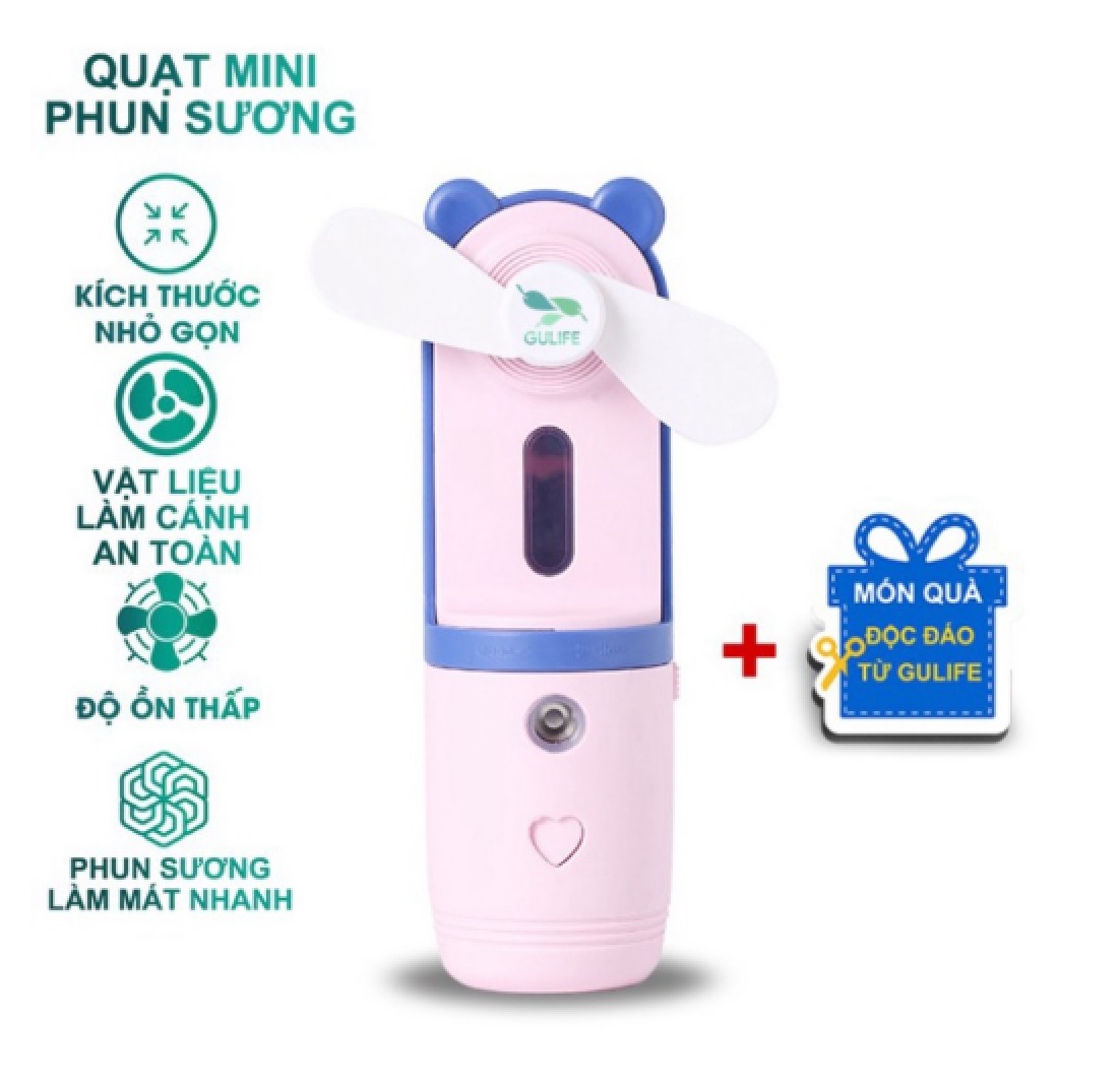 Quạt Cầm Tay Mini, Quạt Cầm Tay Phun Sương Làm Dịu Cơn Nóng Nhanh Chóng 2 Trong 1 - Kèm Quà Tặng