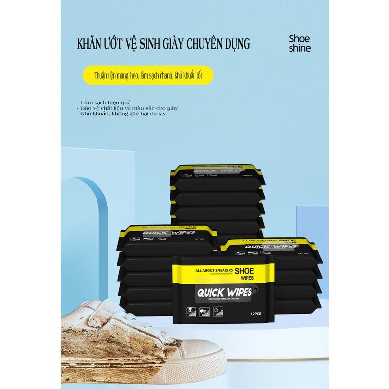 Khăn Lau Giày Quick Wipes Vệ Sinh Giày Sneaker Không Cần Giặt 12 Khăn/Gói