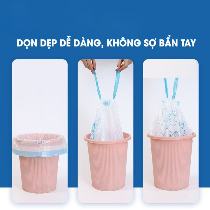 Túi Đựng Rác Dây Rút Minaier, Túi Đựng Rác Cuộn 100 Túi Siêu Dai Kích Thước 45*50cm