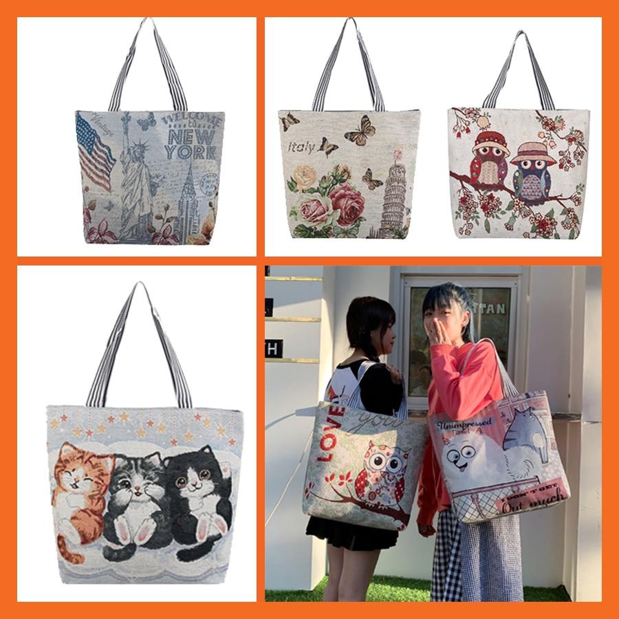 Túi vải tote nữ đeo chéo,kẹp nách Hot Trend ,vải canvas in hình thổ cẩm phù hợp đi học đi chơ, trẻ trung, năng động -TVN04