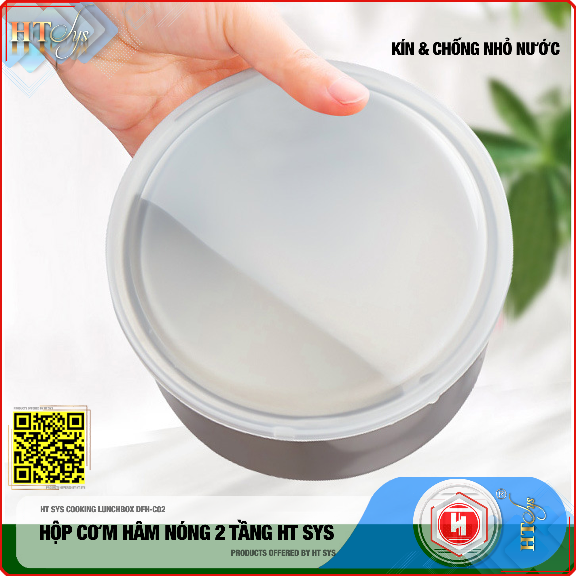 Hộp cơm văn phòng hâm nóng cắm điện HT SYS ● COOKING LUNCHBOX-DFH C02 ● Hộp Cơm Cắm Điện Có Thể Nấu Chín Và Hâm Nóng Thức Ăn  ● Ruột Bằng Inox SUS304 Cao Cấp (200W,2 lít,4 Ngăn) ● Hàng Chính Hãng