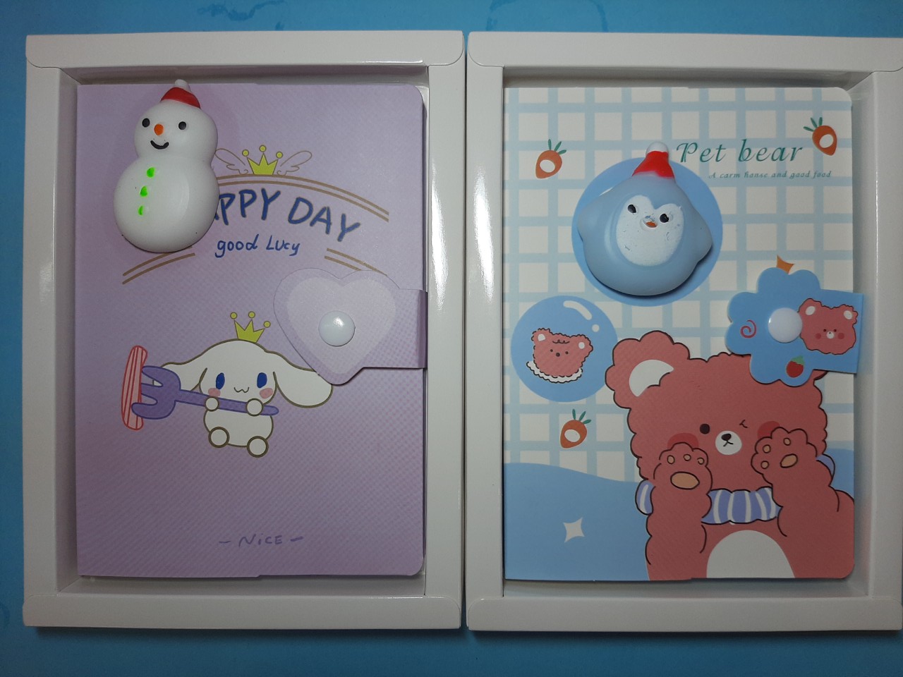 Combo 2 cuốn sổ tay cute có kèm con thú ngộ nghĩnh ngẫu nhiên