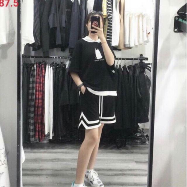 Quần short lưng phối quần cọc 2 sọc