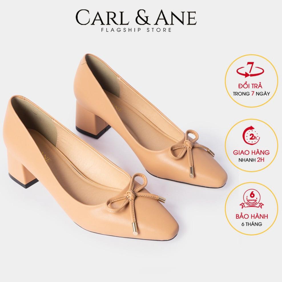 Carl &amp; Ane - Giày cao gót thời trang nữ phối nơ kiểu dáng công sở cao 5cm màu bò _ CP006