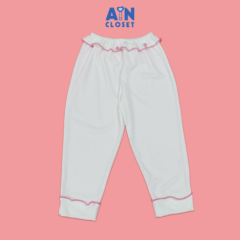 Quần Legging dài bé gái họa tiết Gân Trắng Thun cotton - AICDBGHJSYUM - AIN Closet