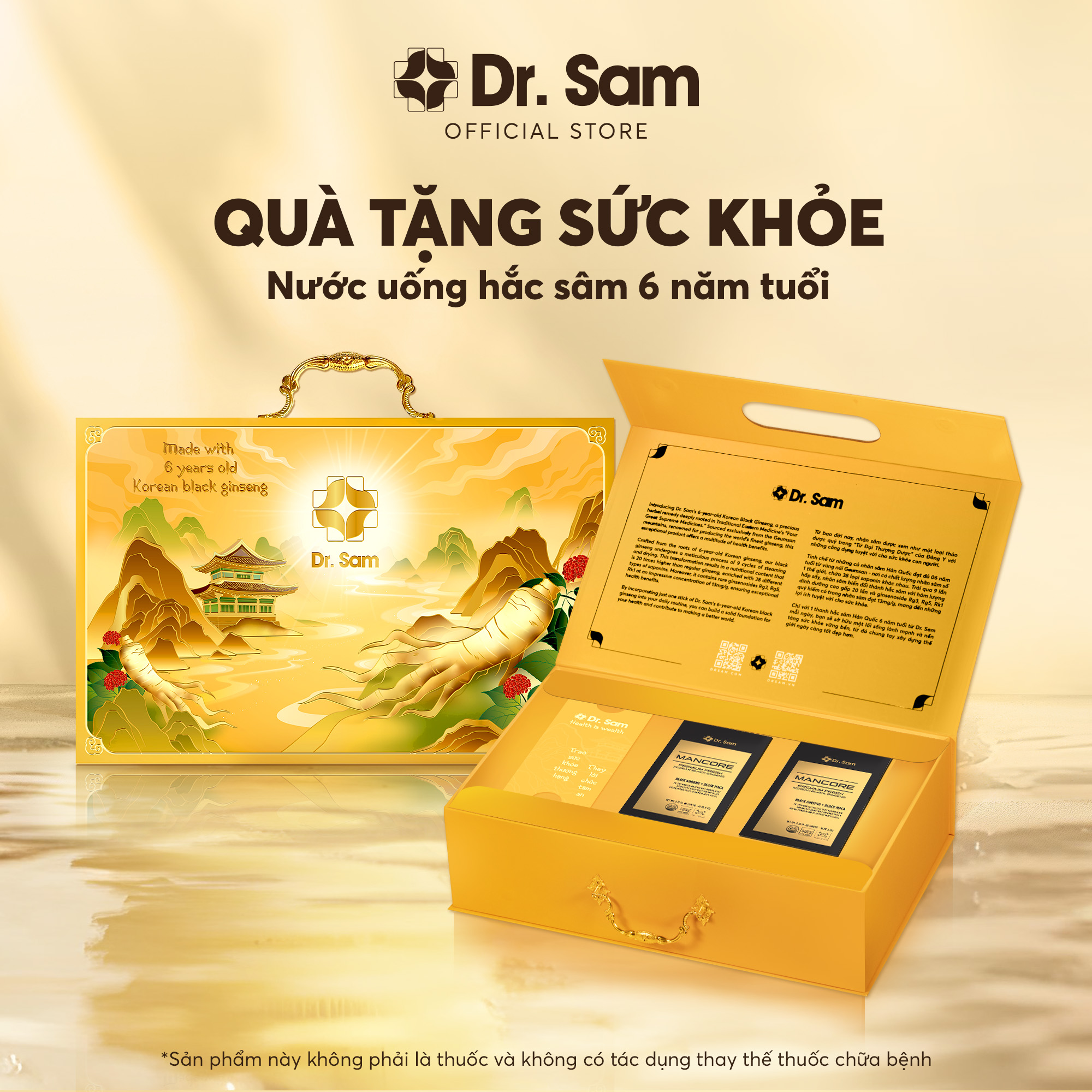 Hộp quà tặng 2 hộp nhỏ - Nước uống hắc sâm Dr. Sam MANCORE & youthology giúp bổ sung năng lượng toàn diện - 2 Hộp x 10ml