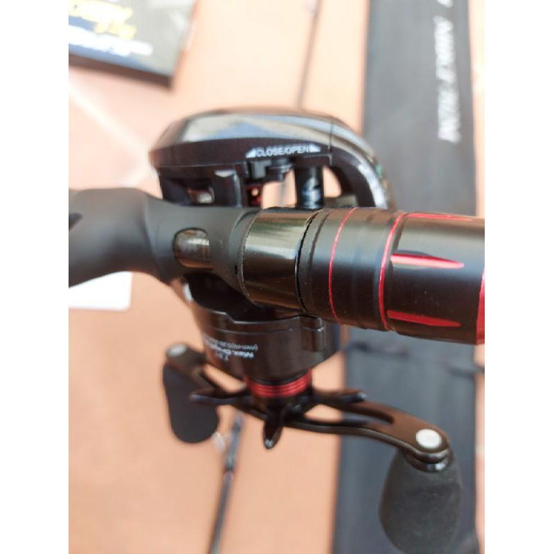 Bộ cần lure ngang noeby k6, máy noeby nonsuch pro, dù noeby
