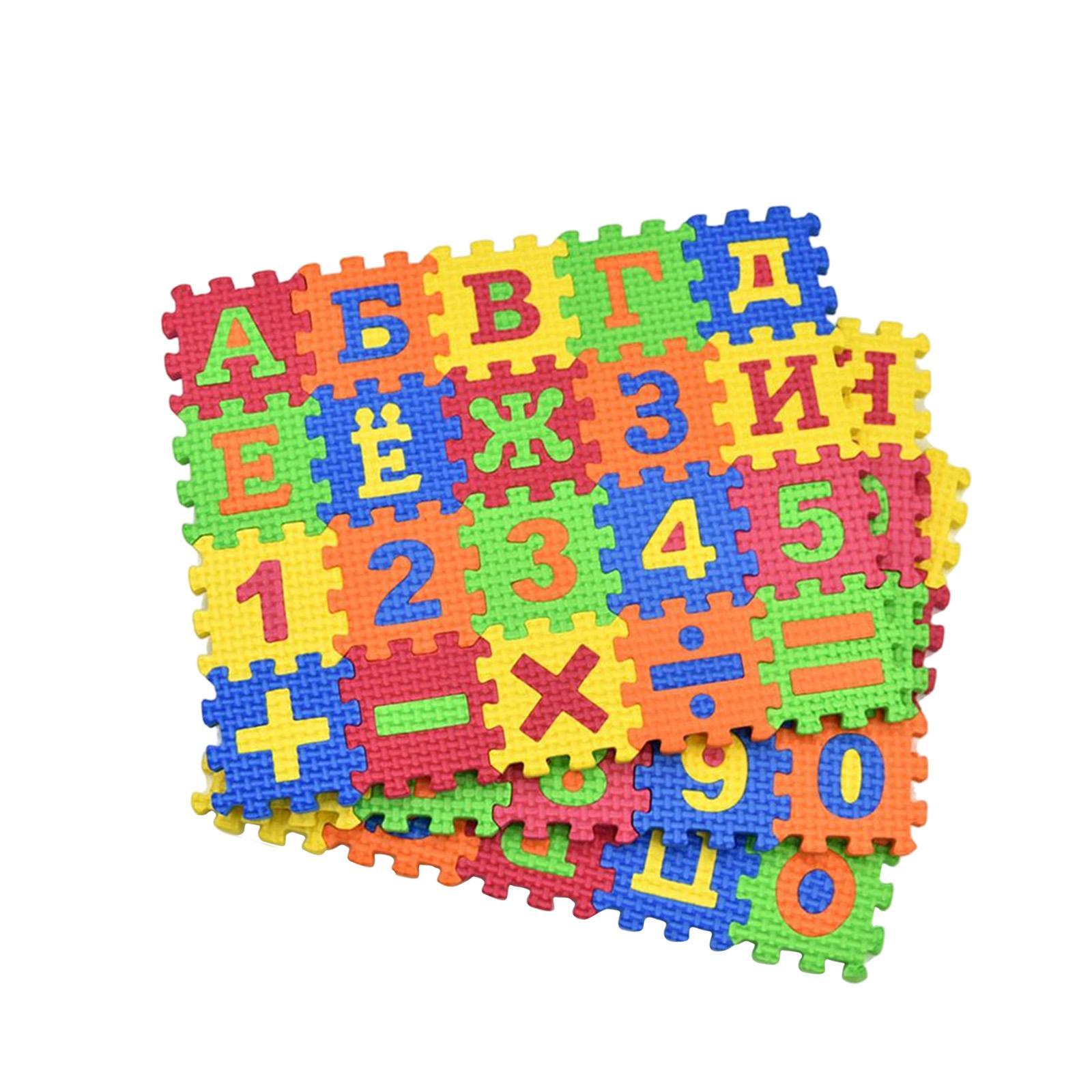 60 Pieces Puzzle Play Mat Alphabet Number Crawling Mat Interlocking Game Mat Set for Baby Exercise Mat Activity Crawling Playing