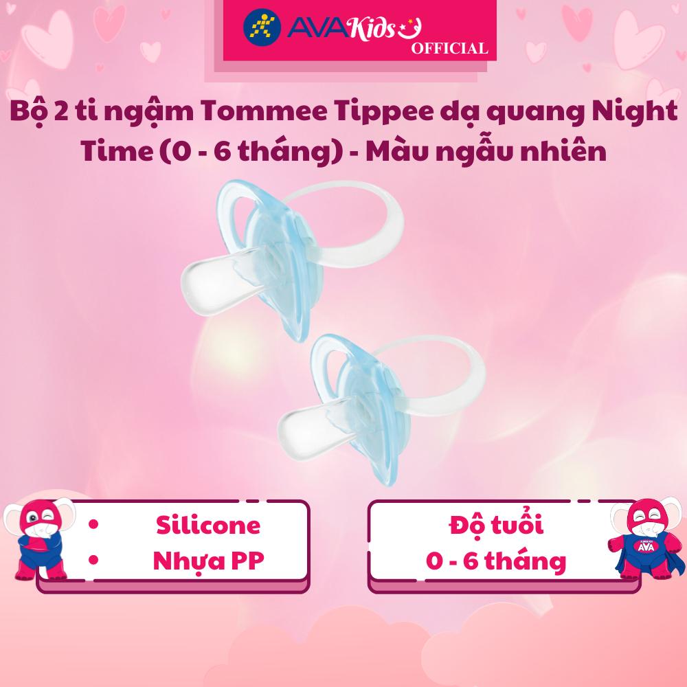 Bộ 2 ti ngậm TOMMEE TIPPEE dạ quang Night Time (0 - 6 tháng) - Màu ngẫu nhiên - Hàng Chính Hãng