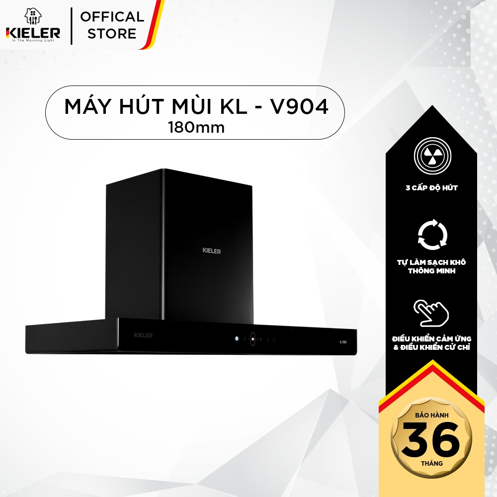 Máy hút mùi gắn tường Kieler KL-V904 công suất hút cao, điều khiển cảm ứng - Hàng Chính Hãng Miễn Phí Vận Chuyển Và Lắp Đặt