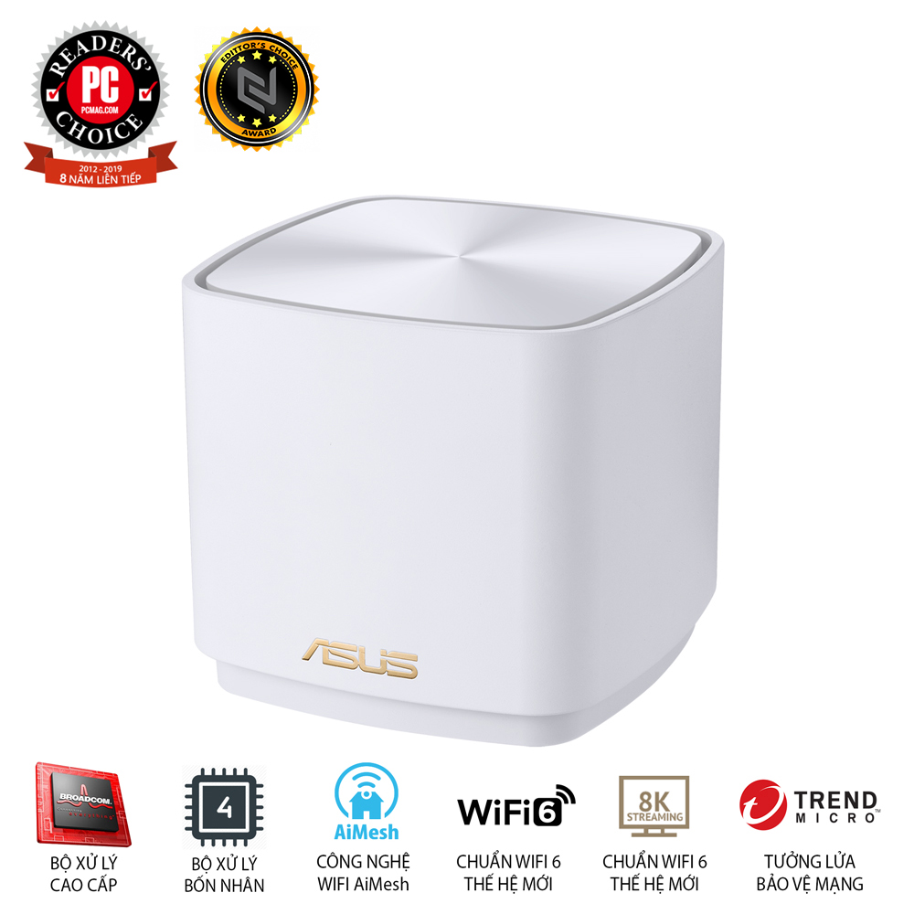 Hệ thống MESH WI-FI 6 ASUS XD4R (W-3-PK) Mini ZenWiFi AX1800 Băng Tần Kép - Hàng Chính Hãng