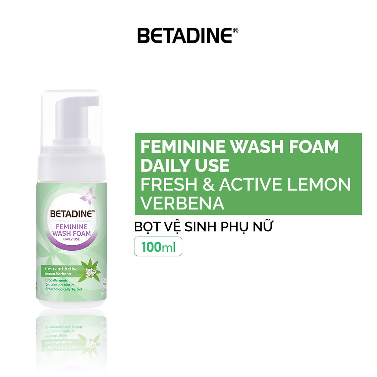 Combo 3 chai bọt vệ sinh phụ nữ Betadine Feminine Wash Foam Daily Use làm sạch dịu nhẹ, duy trì độ cân bằng pH