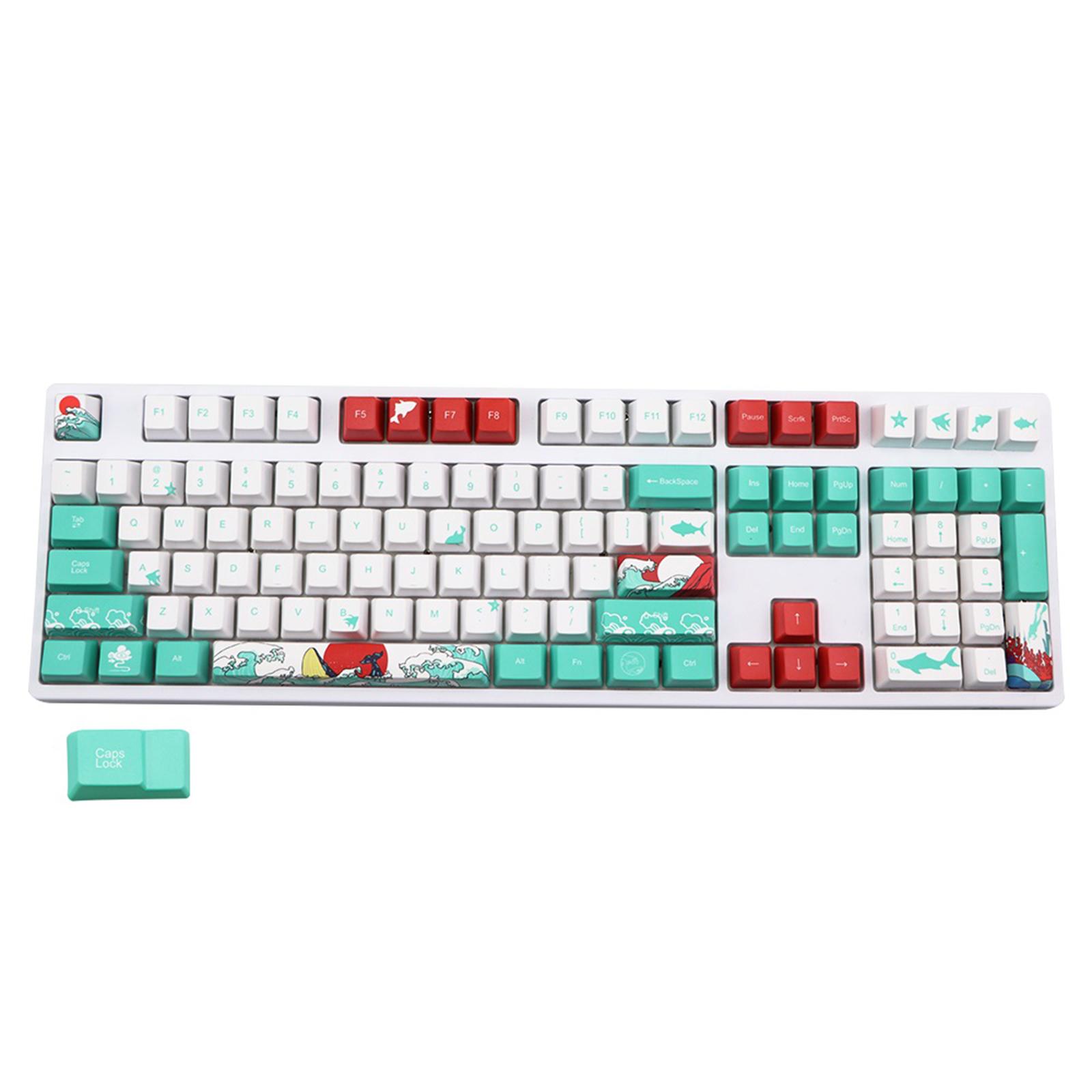 Coral Sea Ukiyo-e DYE-SUB PBT Keycaps for Most Mechanical Keyboards English
