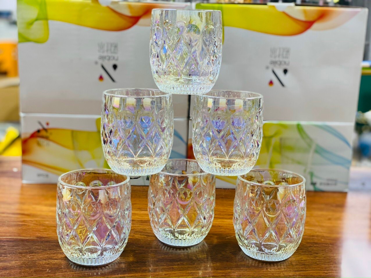 Bộ 6 cốc thuỷ tinh hologram cao cấp - ABD