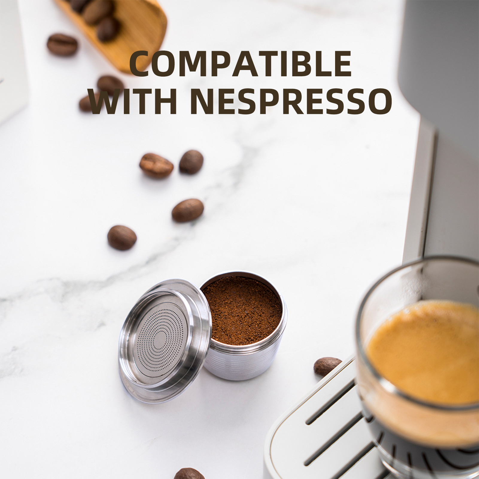 Viên cà phê bằng thép không gỉ có thể nạp lại cho máy pha cà phê espresso Nespresso