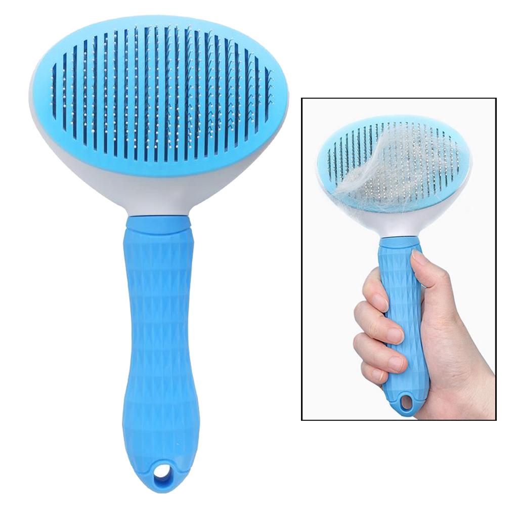 Dog Neat Slicker Grooming Brush Professional Self Cleaning Button Strong Blue