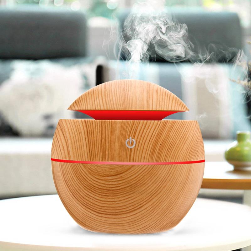 130ML USB Máy Tạo Độ Ẩm Không Khí Tự Do Lọc Hạt Gỗ Nhiều Màu Sắc Điện Gia Đình Siêu Âm Sương Khuếch Tán Tinh Dầu Thơm Xe Ô Tô Văn Phòng