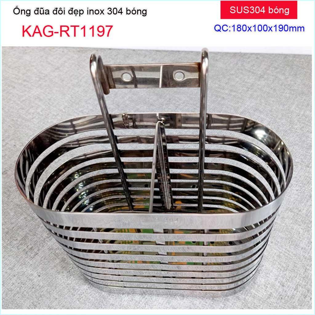 Ống đựng đũa Inox 304 không gỉ, ống đũa nhà bếp Inox SUS304, ống đũa cao cấp nam dẹt KAG-RT1197