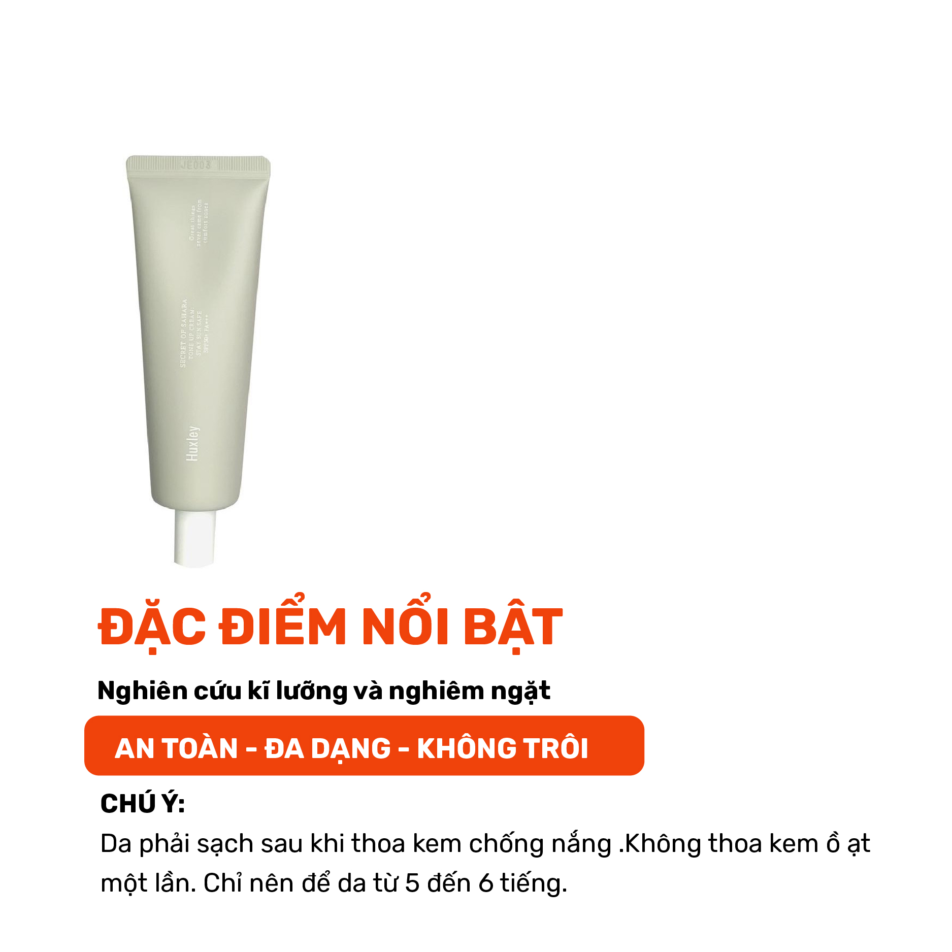 Giảm đến 60% - Kem chống nắng nâng tone, dưỡng ẩm da Huxley Tone Up Cream Stay Sun Safe SPF50+ PA+++50ml