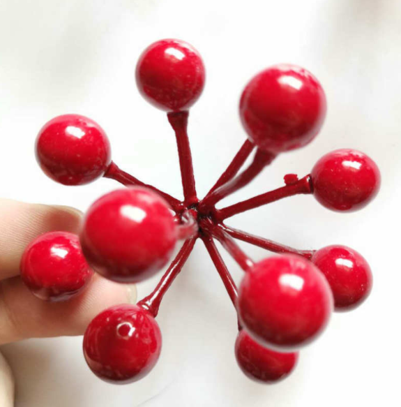 Set 5 nhánh quả đỏ chùm hoa trang trí noel, trang trí cây thông