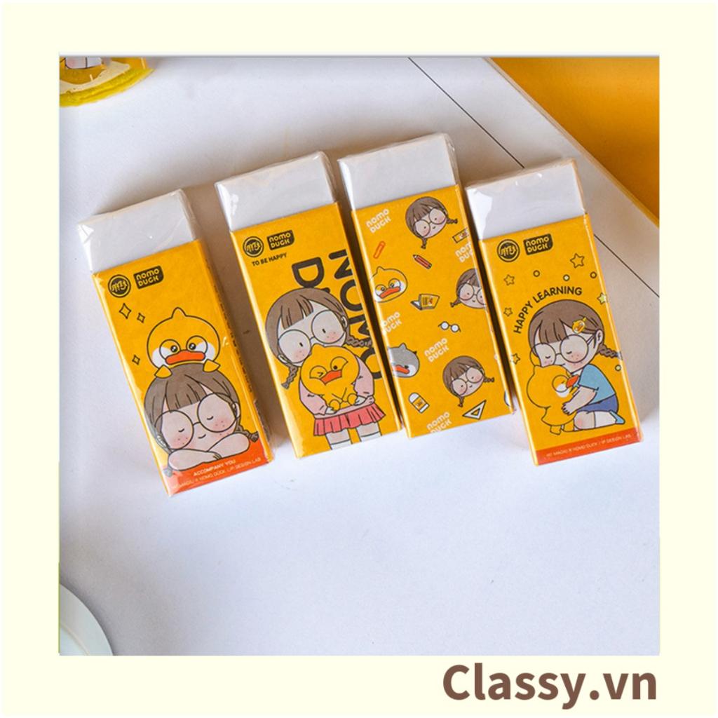 Gôm tẩy bút chì Classy hình chữ nhật, màu vàng họa tiết chibi dùng cho học sinh, sinh viên PK1329