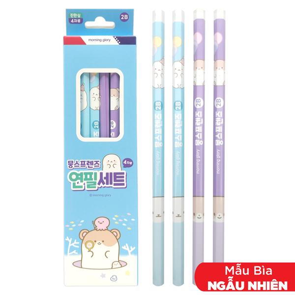 Hộp 4 Bút Chì 2B Moong Friends - Morning Glory 33301-84385