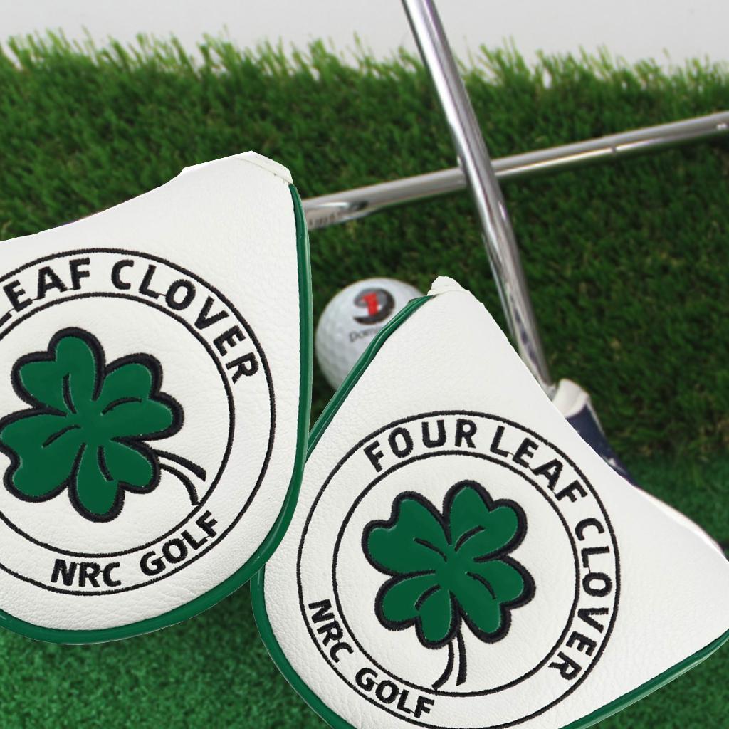 2xPu Golf Putter Cover Half Mallet Head Cover Club Head Protector Guard White