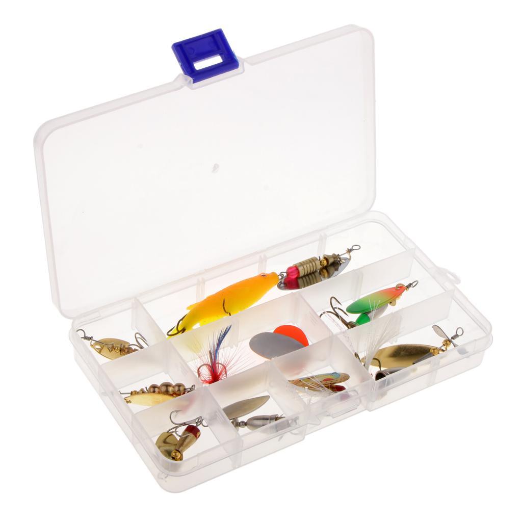 9pcs Metal Fishing Lures Treble Hooks Spinner Baits & Spoons Bass Trout Salmon Freshwater & Saltwater