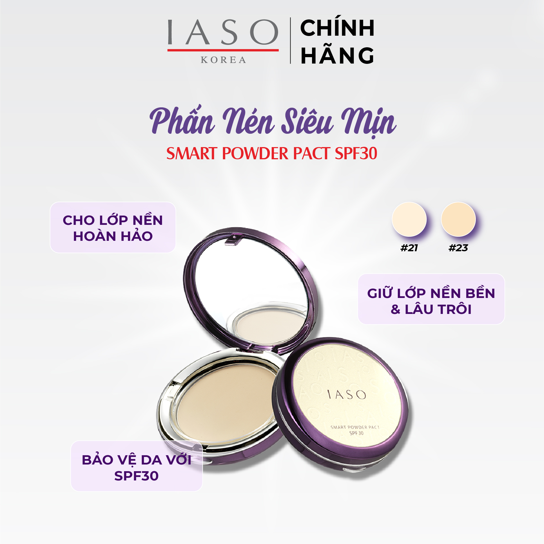 I69 - I70 Phấn nén IASO Smart Powder Pact Spf30 #21 & #23 14g